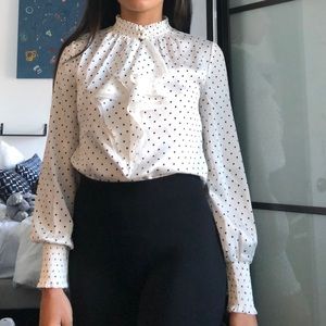 Black and white blouse long sleeve